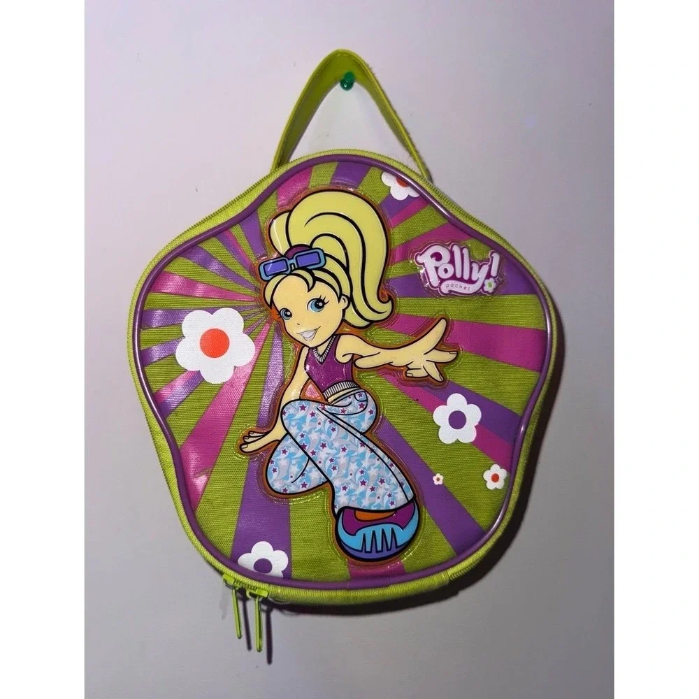 Vintage Y2K 2003 Polly Pocket Textured Graphic Zippered Carrying Case‎ Purse Bag